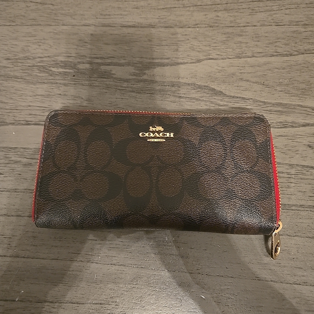 Coach Brown Wallet with Gold Logo